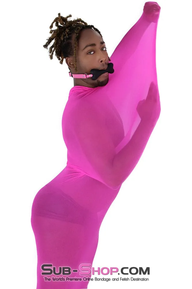 0237MQ-SIS      Puppy Sissy Boi Cross-Dressing Sissy Love Hot Pink & Black Straps Bondage Pet Play Bone Gag