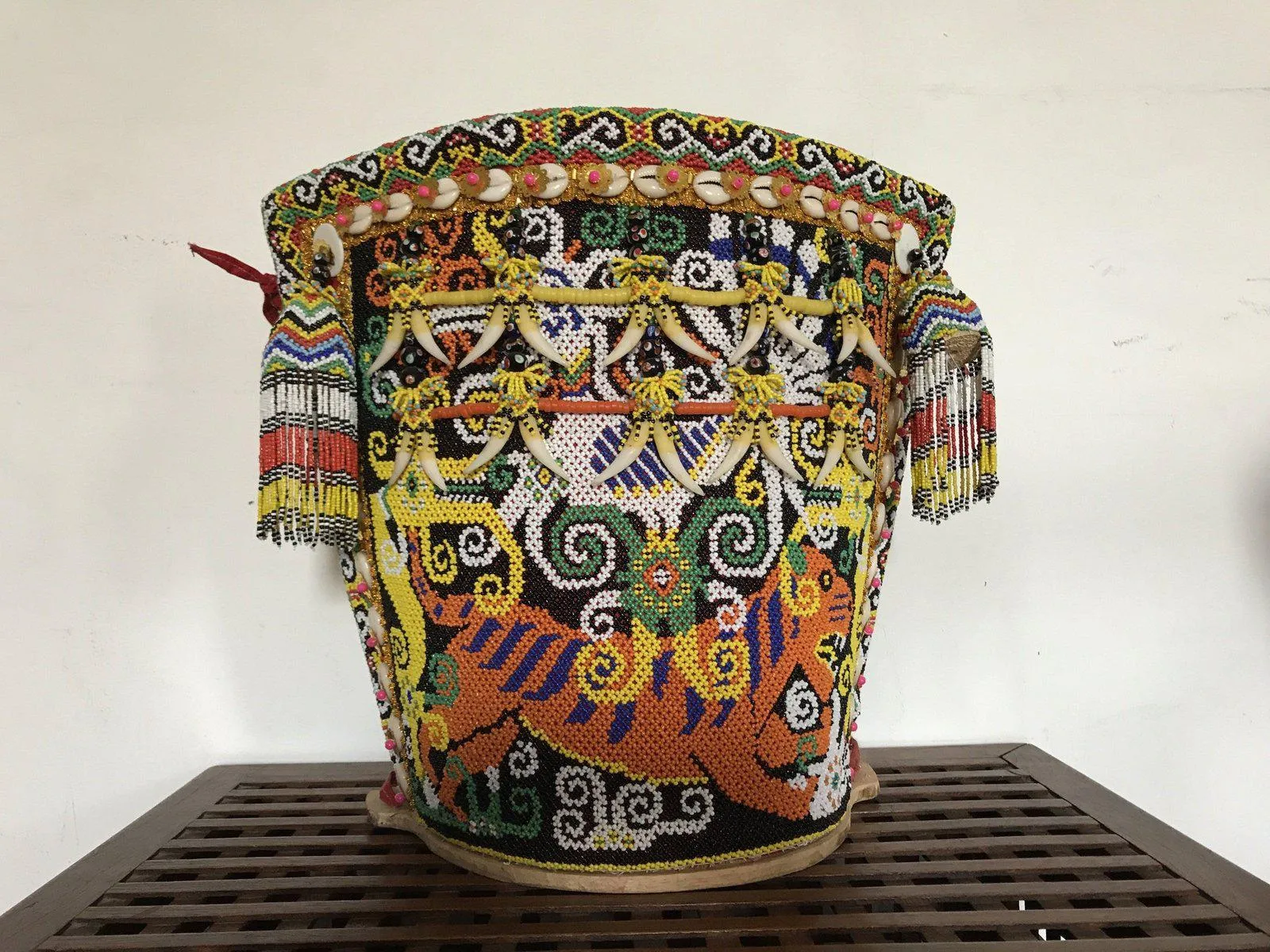 1106  SOLD - Elaborate Beaded Dayak Baby Carrier from Borneo
