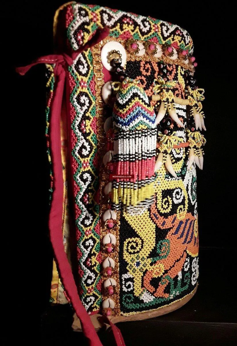 1106  SOLD - Elaborate Beaded Dayak Baby Carrier from Borneo