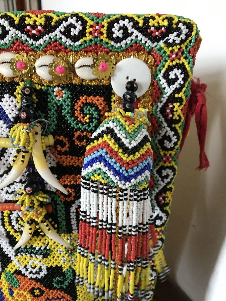 1106  SOLD - Elaborate Beaded Dayak Baby Carrier from Borneo