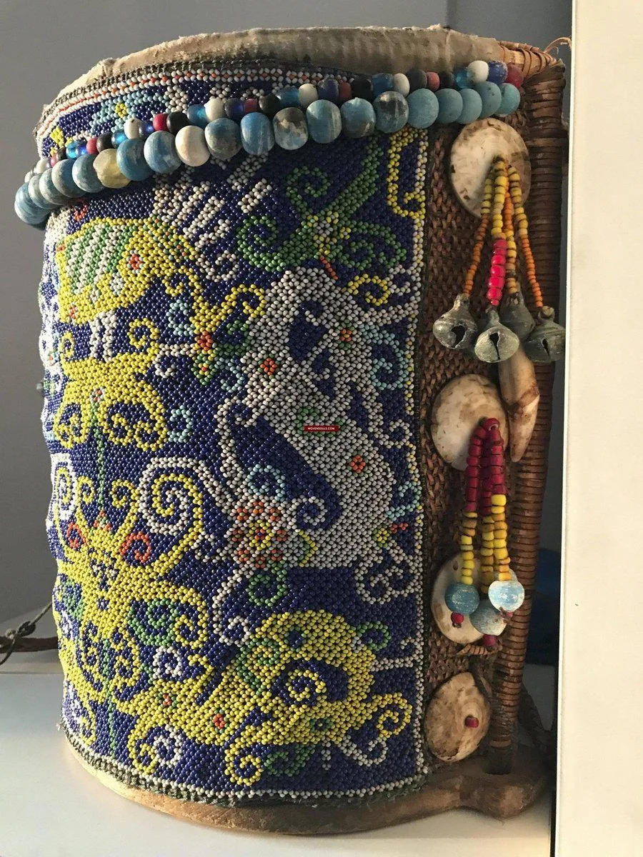 1313 Antique Dayak Beaded Basket Baby Carrier