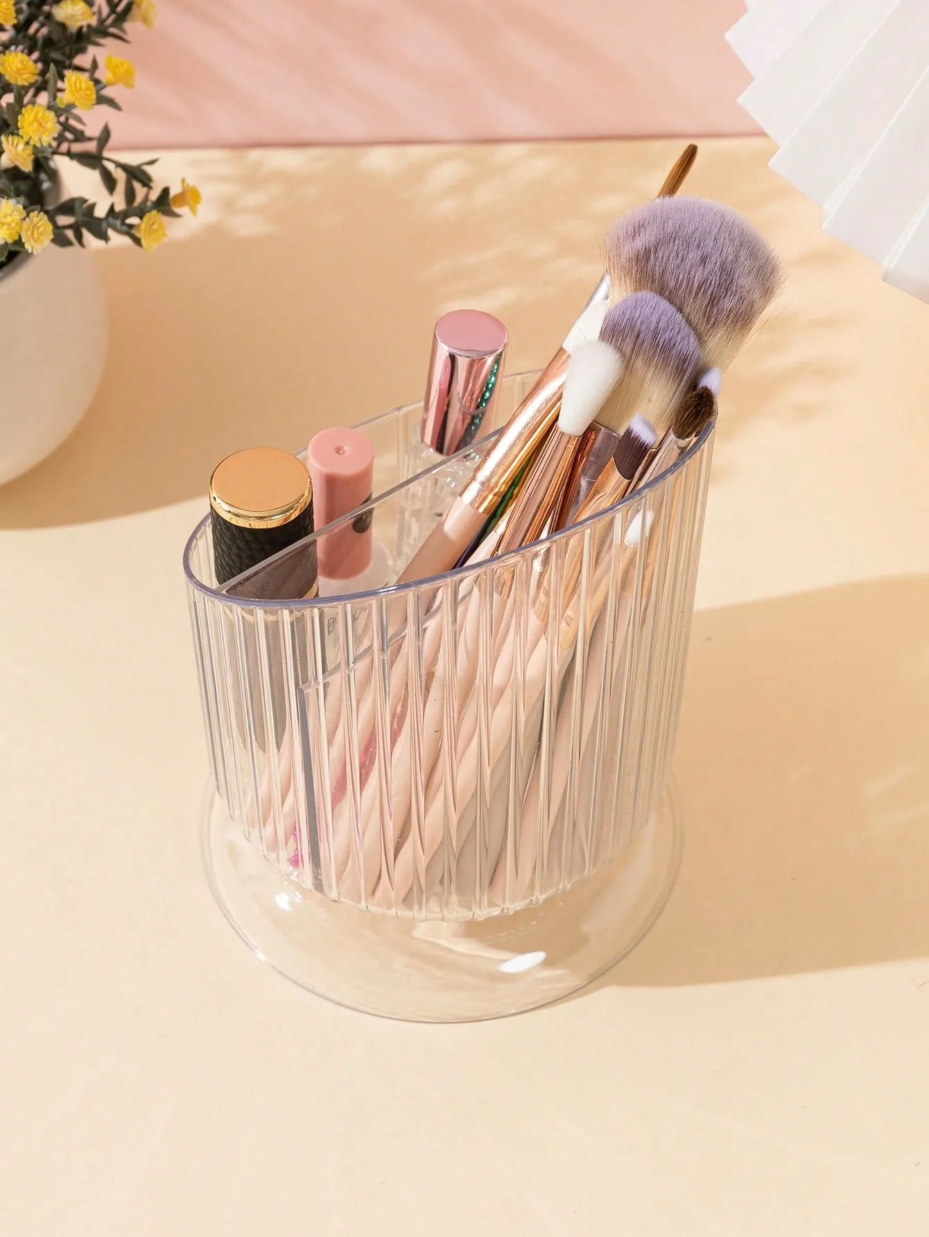 1pc ABS Clear Makeup Brush Storage Bucket
