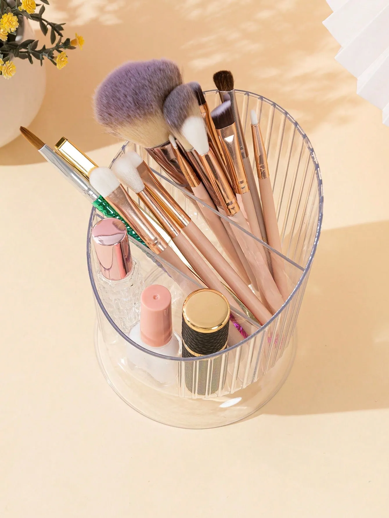 1pc ABS Clear Makeup Brush Storage Bucket