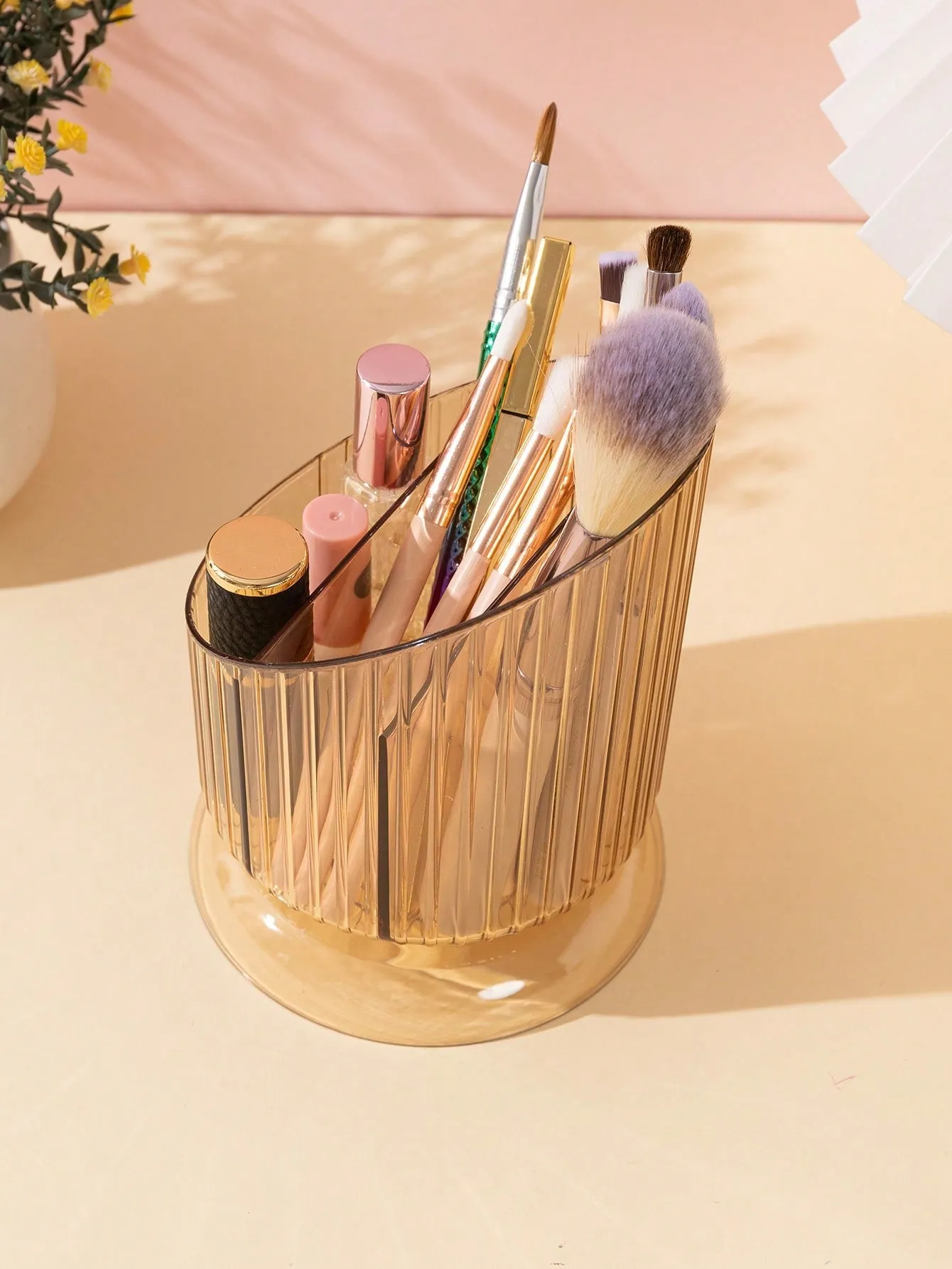 1pc ABS Clear Makeup Brush Storage Bucket