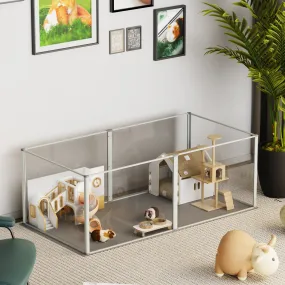 6 Panels Clear Acrylic Playpen Cage Small Animals Guinea Pig Hamster Yard Fence