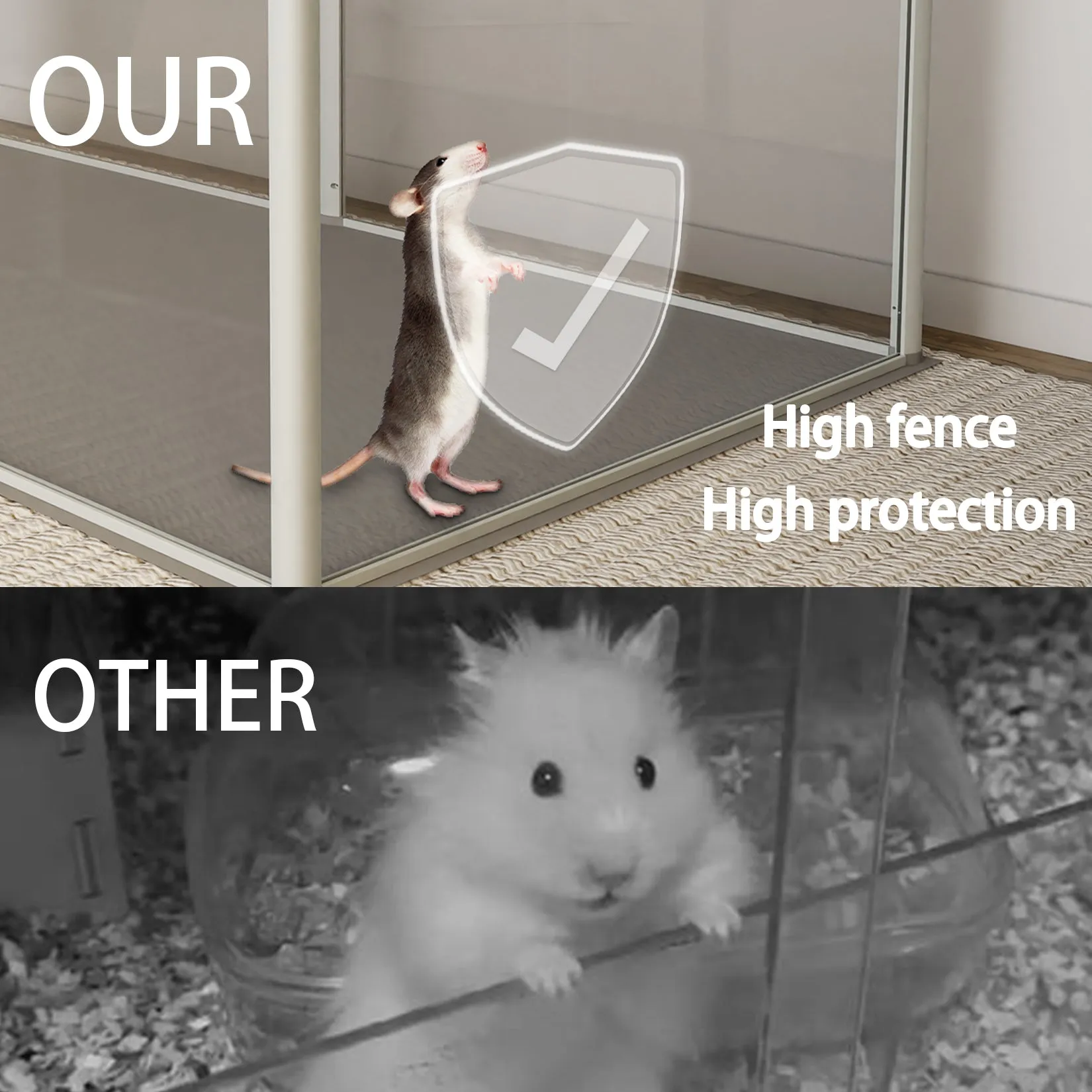 6 Panels Clear Acrylic Playpen Cage Small Animals Guinea Pig Hamster Yard Fence
