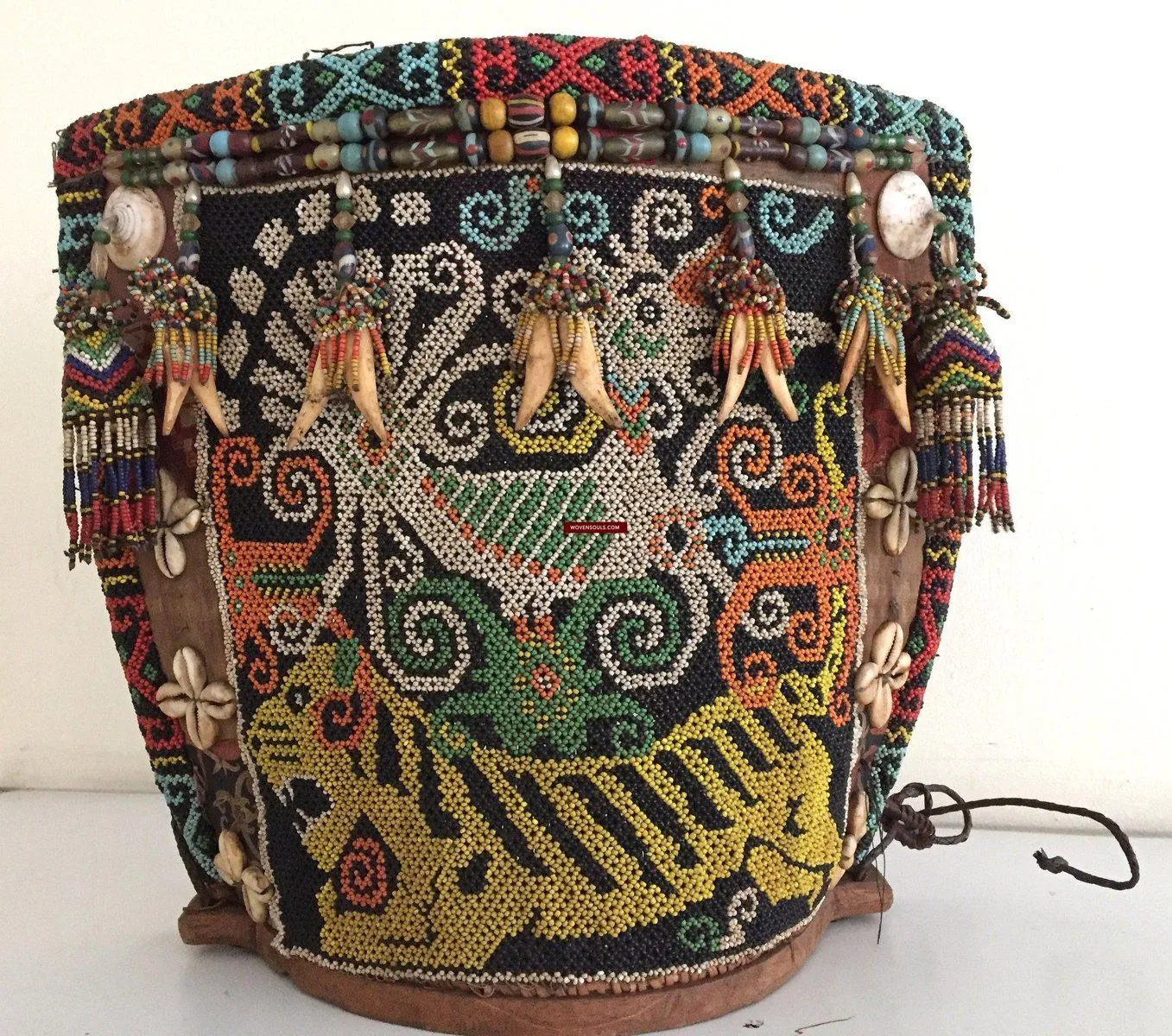 877 Antique KalimantanDayak Beaded Basket Baby Carrier