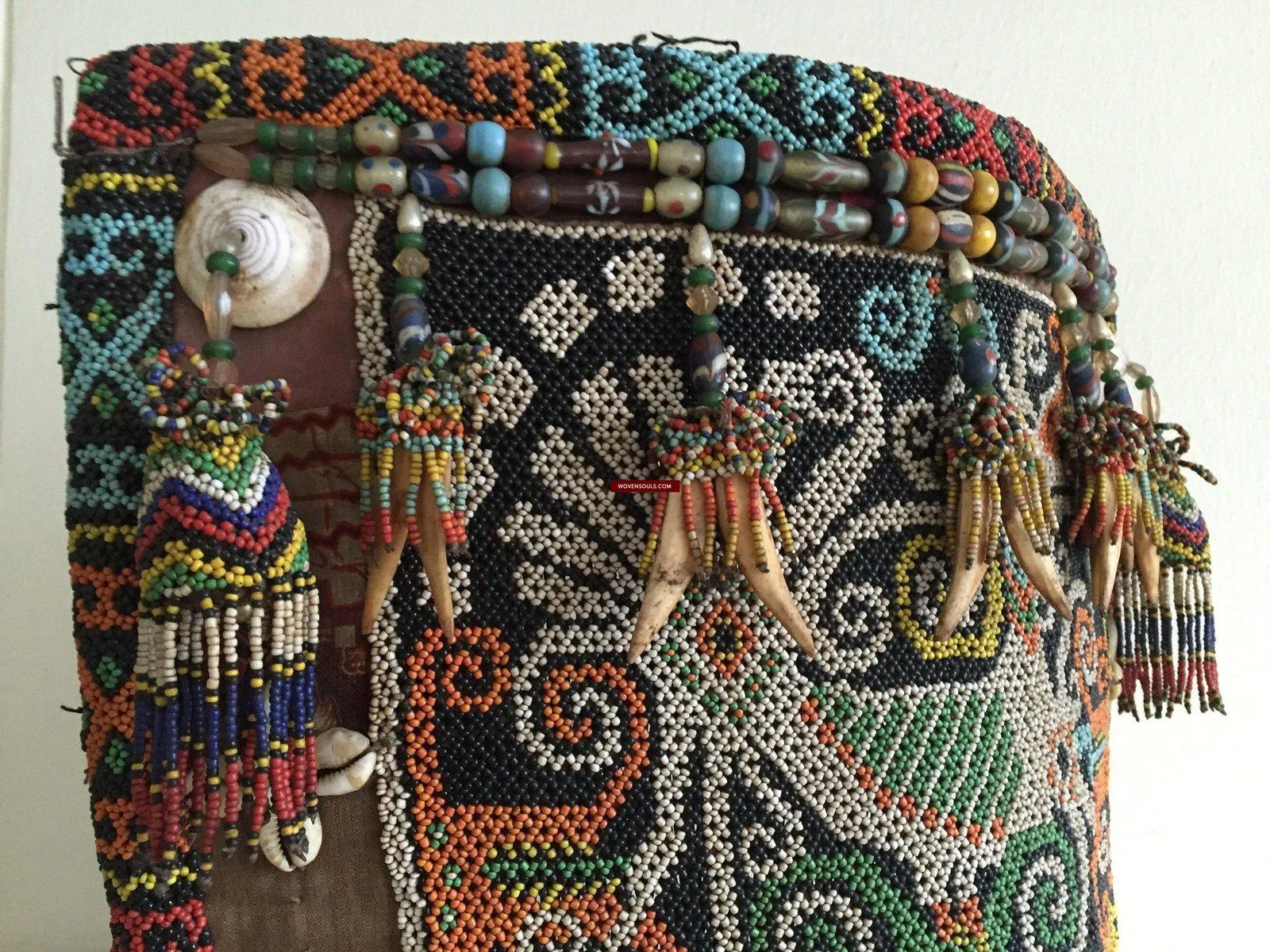 877 Antique KalimantanDayak Beaded Basket Baby Carrier