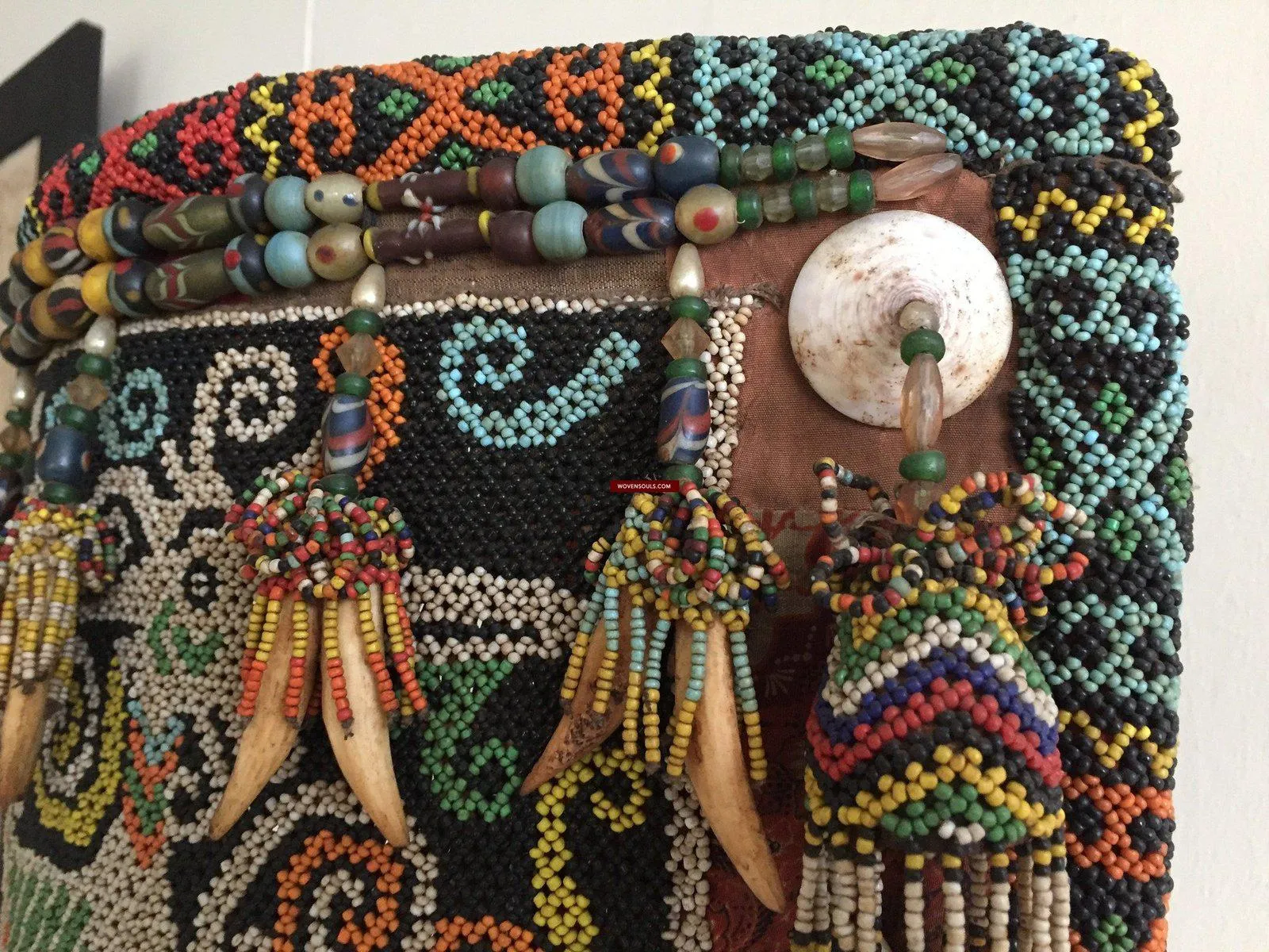 877 Antique KalimantanDayak Beaded Basket Baby Carrier