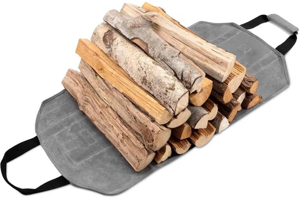 Amagabeli Log Carrier Bag Canvas Log Tote Fireplace Firewood Storage Bag Wood Carriers Carrying Bag Model Number BG291
