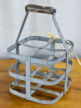 Antique French bottle carrier - four places