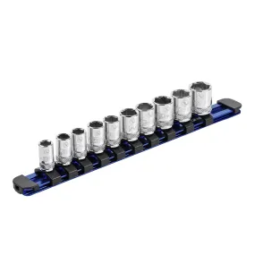 ARES 60098 - 1/4-Inch Drive Blue 9.84-Inch Socket Rail with Locking End Caps