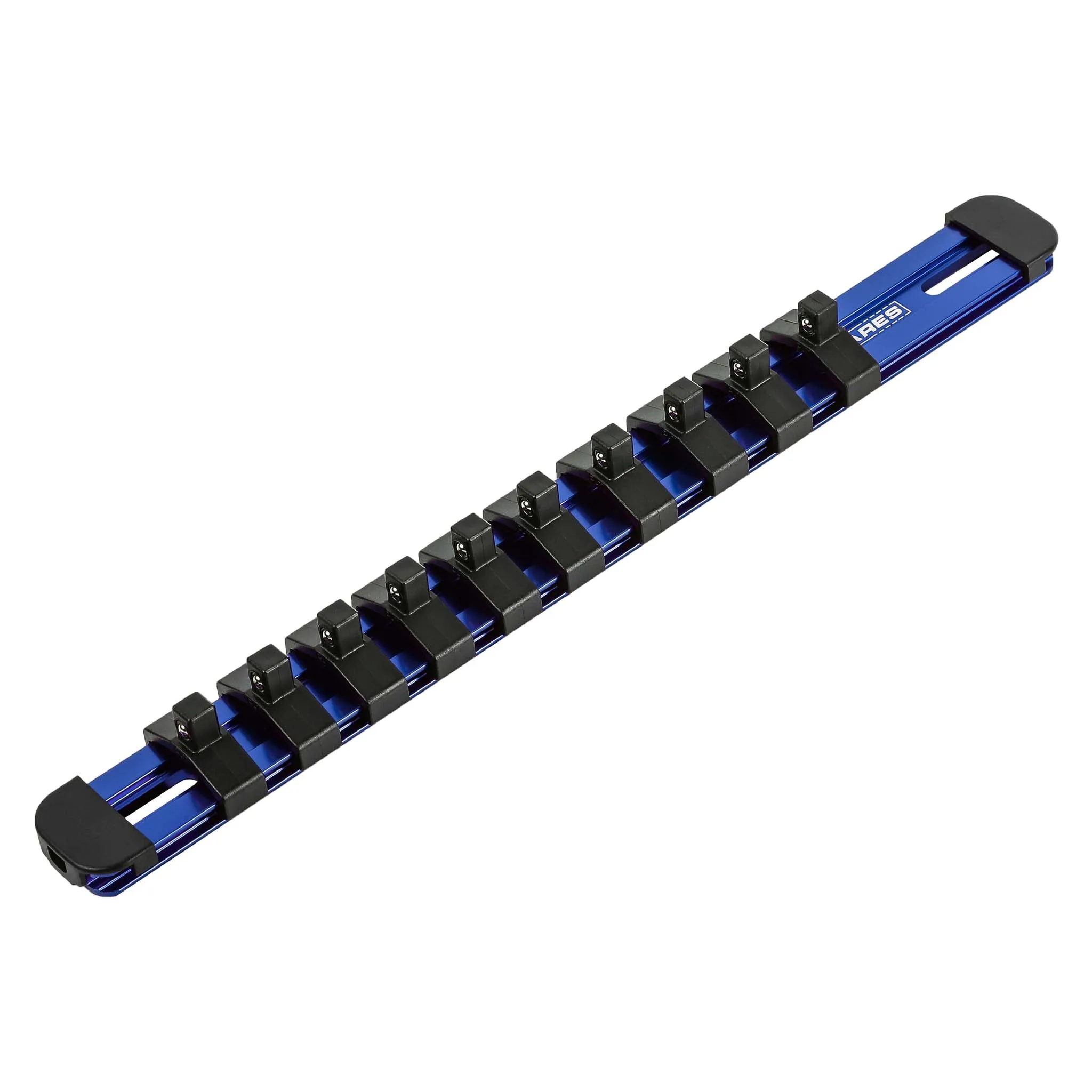 ARES 60098 - 1/4-Inch Drive Blue 9.84-Inch Socket Rail with Locking End Caps