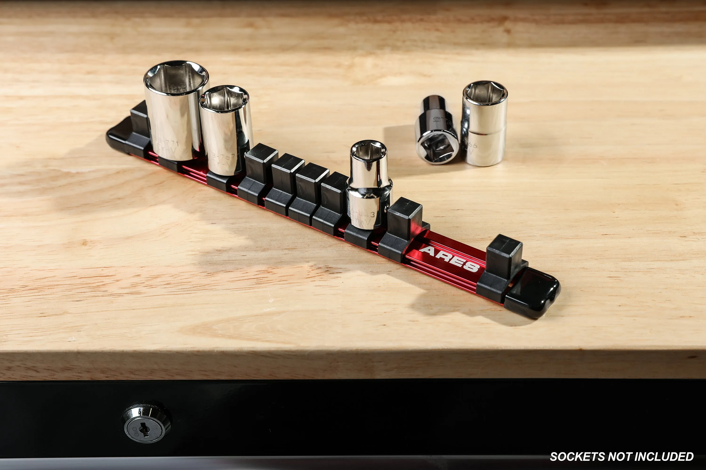 ARES 70342 - 1/2" Drive Red 9.84" Socket Rail