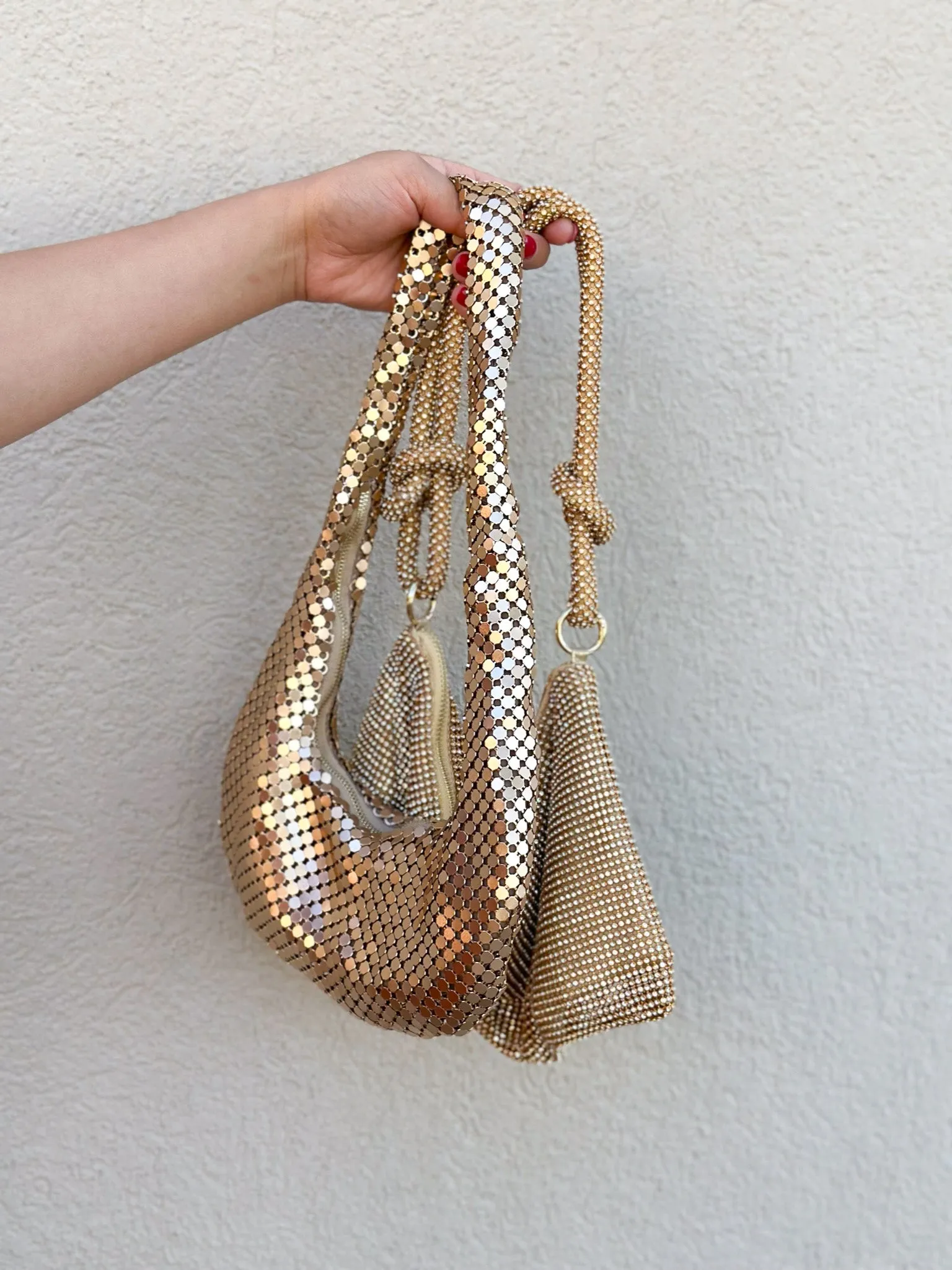 Ashten Rhinestone Bag - Gold