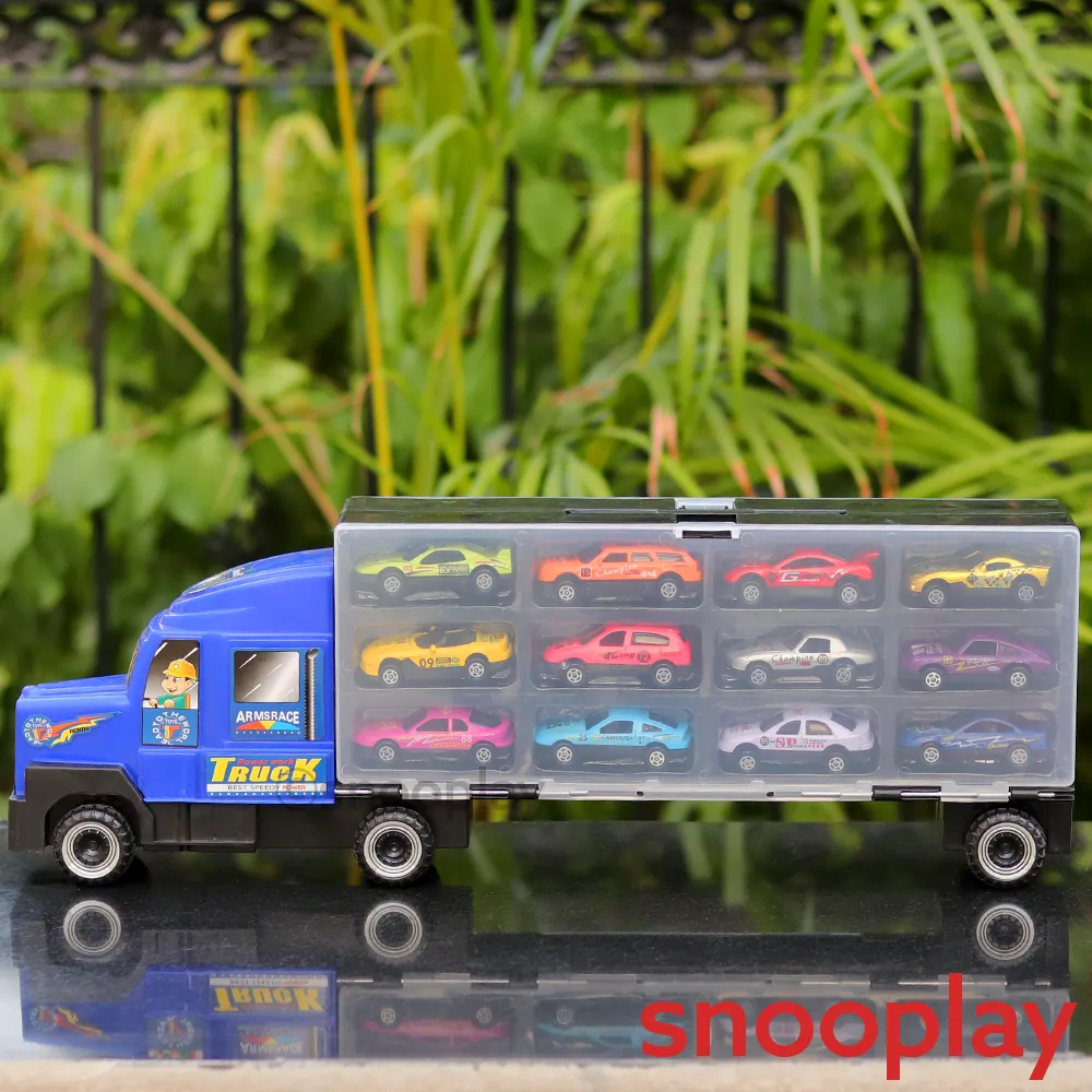 Auto Carrier Transport Truck with 12 Diecast Cars | Minor Defect Sale | COD Not Available
