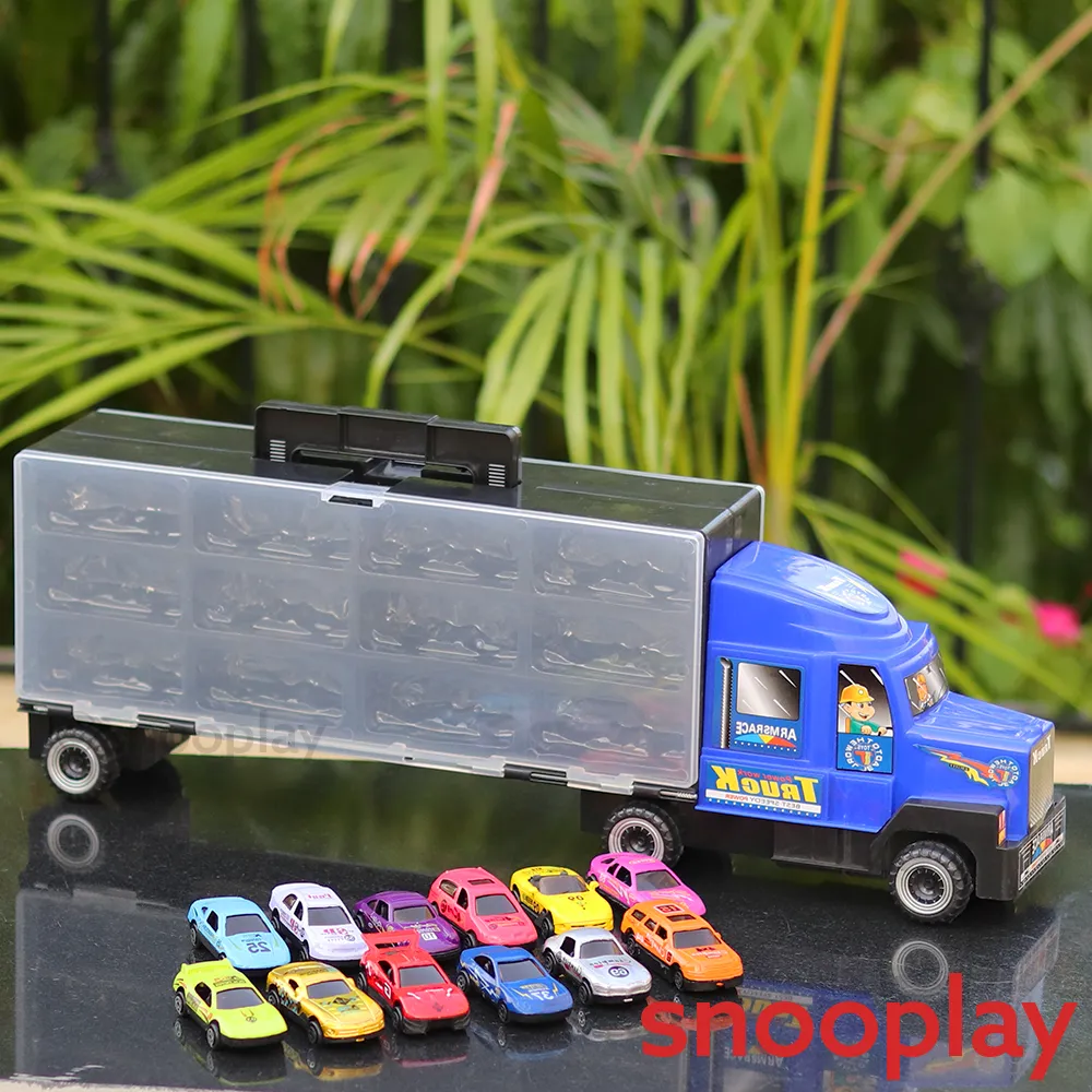 Auto Carrier Transport Truck with 12 Diecast Cars | Minor Defect Sale | COD Not Available