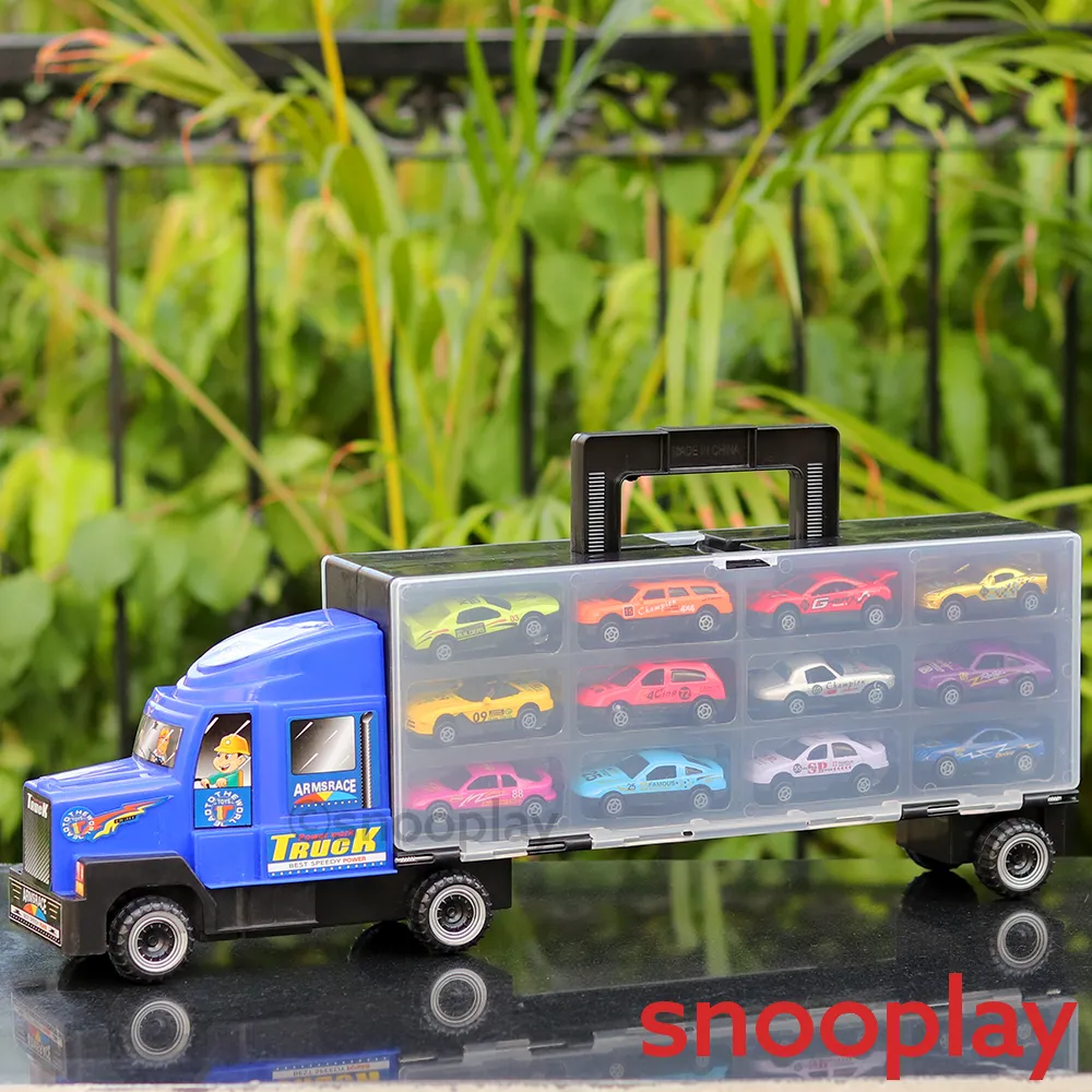Auto Carrier Transport Truck with 12 Diecast Cars | Minor Defect Sale | COD Not Available
