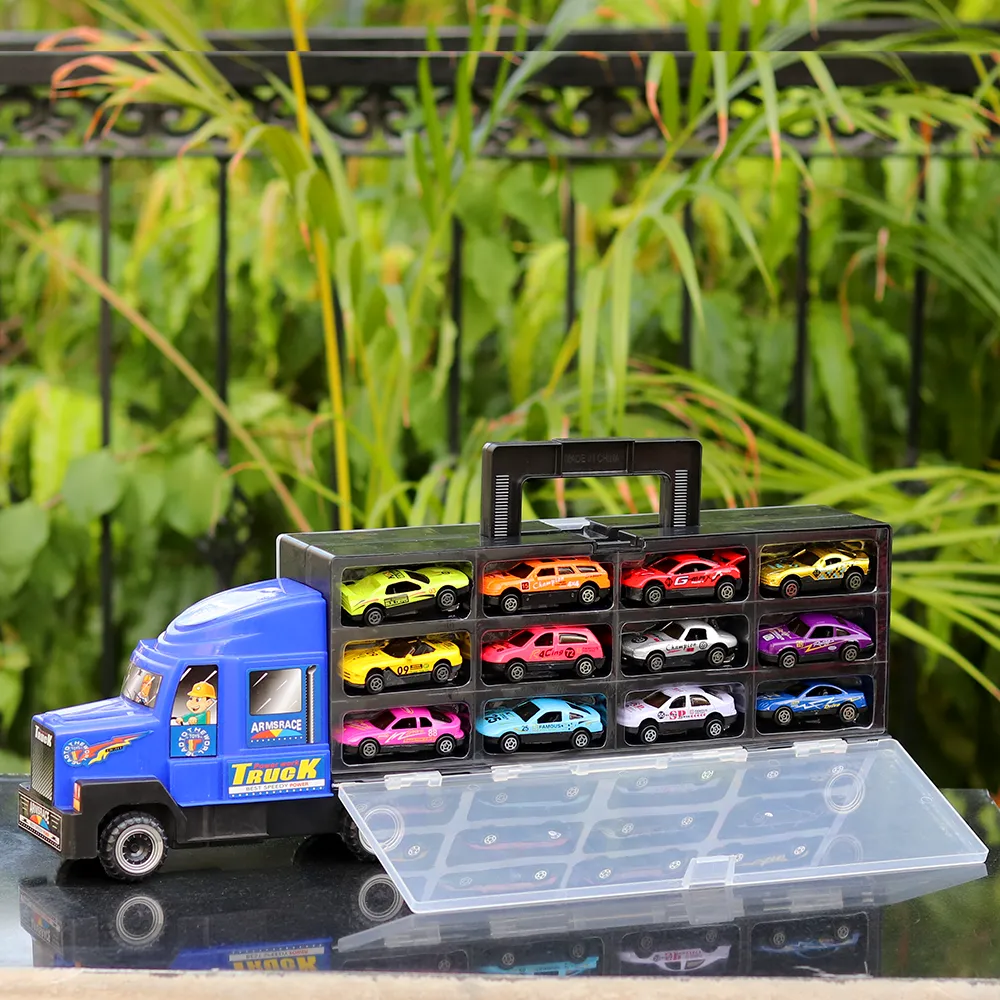 Auto Carrier Transport Truck with 12 Diecast Cars | Minor Defect Sale | COD Not Available