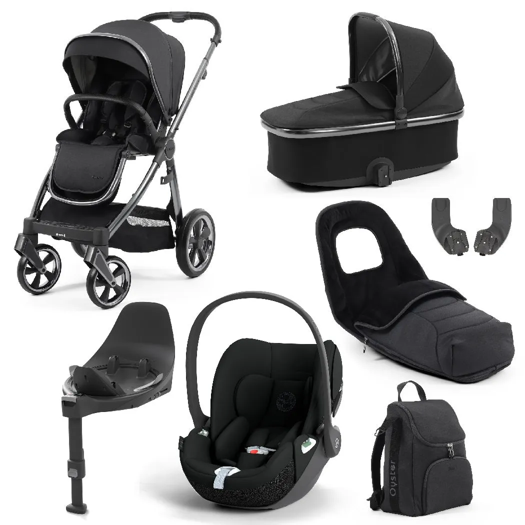 BabyStyle Oyster 3 Black LUXURY Bundle - 7 Piece (Carbonite) with Cybex Cloud T