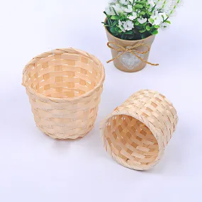Bamboo Storage Baskets Straw Patchwork Handmade Laundry Wicker Rattan Seagrass Belly Garden Flower Kitchen Storage Basket 1PC