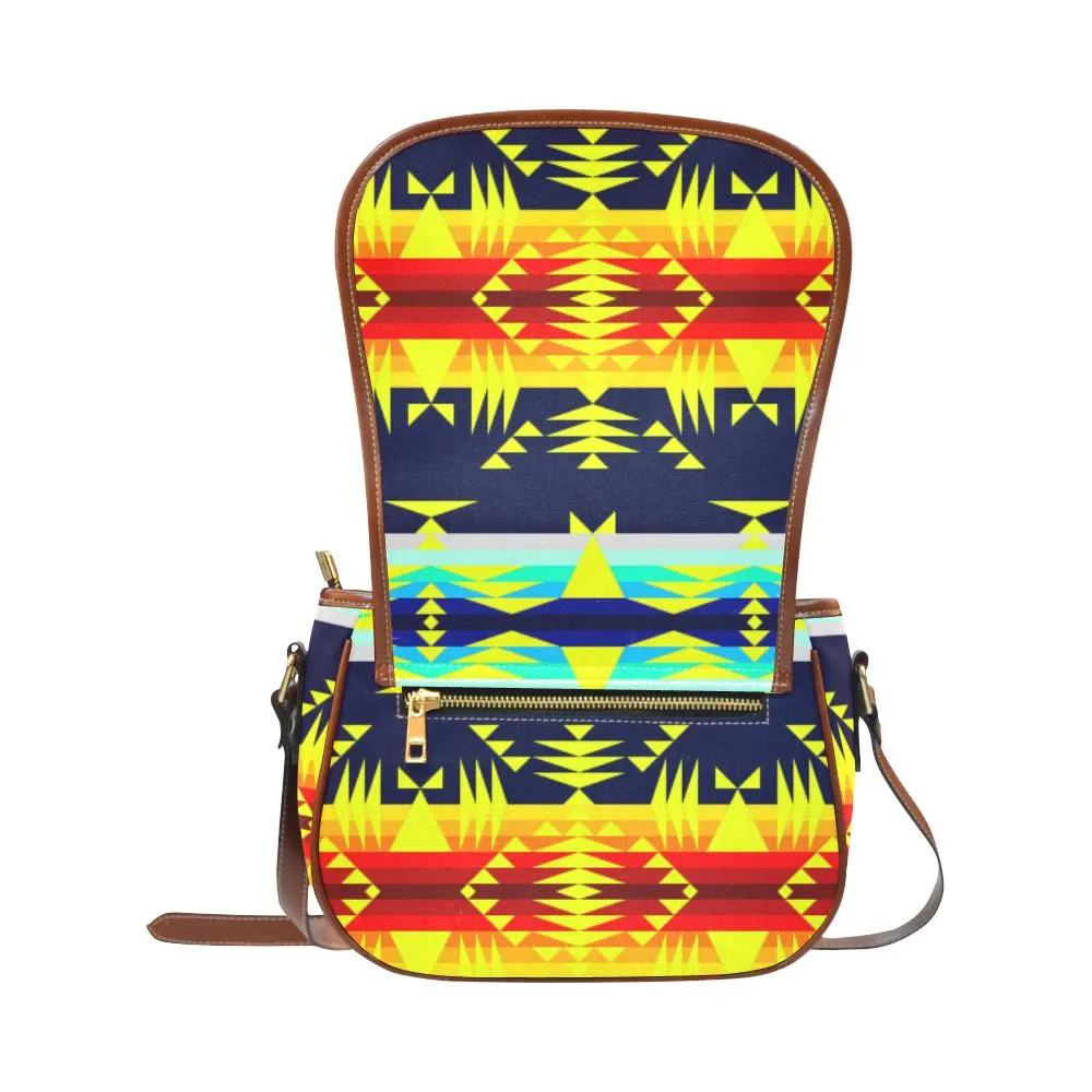 Between the Mountains Navy Yellow Saddle Bag/Small