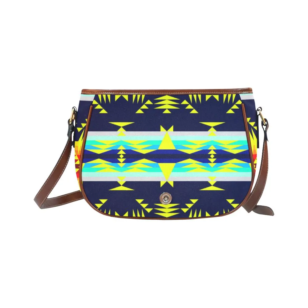 Between the Mountains Navy Yellow Saddle Bag/Small
