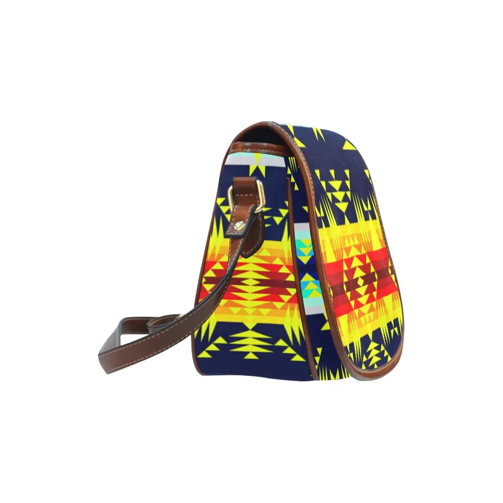 Between the Mountains Navy Yellow Saddle Bag/Small