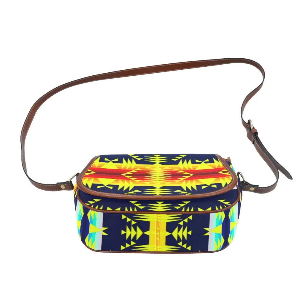 Between the Mountains Navy Yellow Saddle Bag/Small