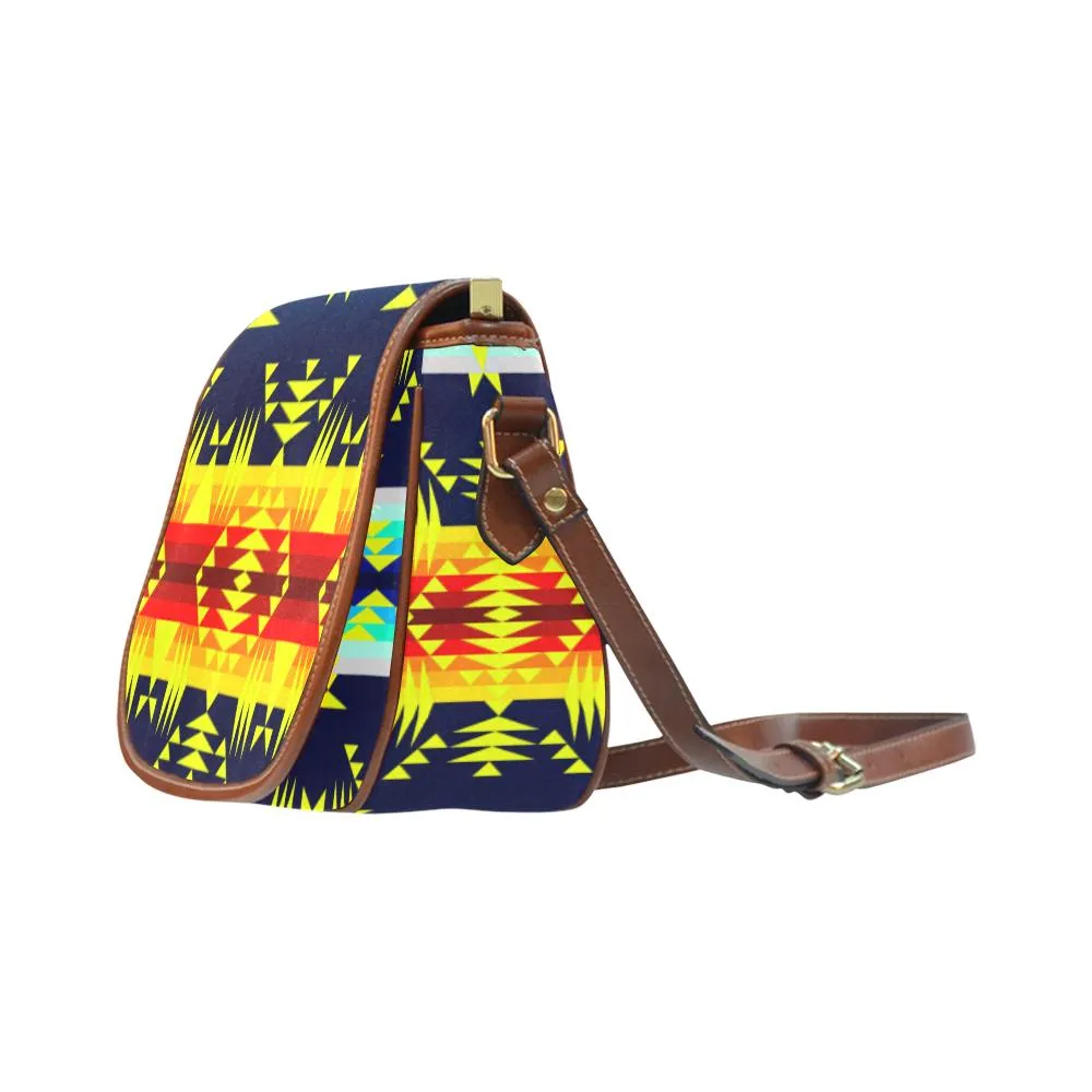 Between the Mountains Navy Yellow Saddle Bag/Small