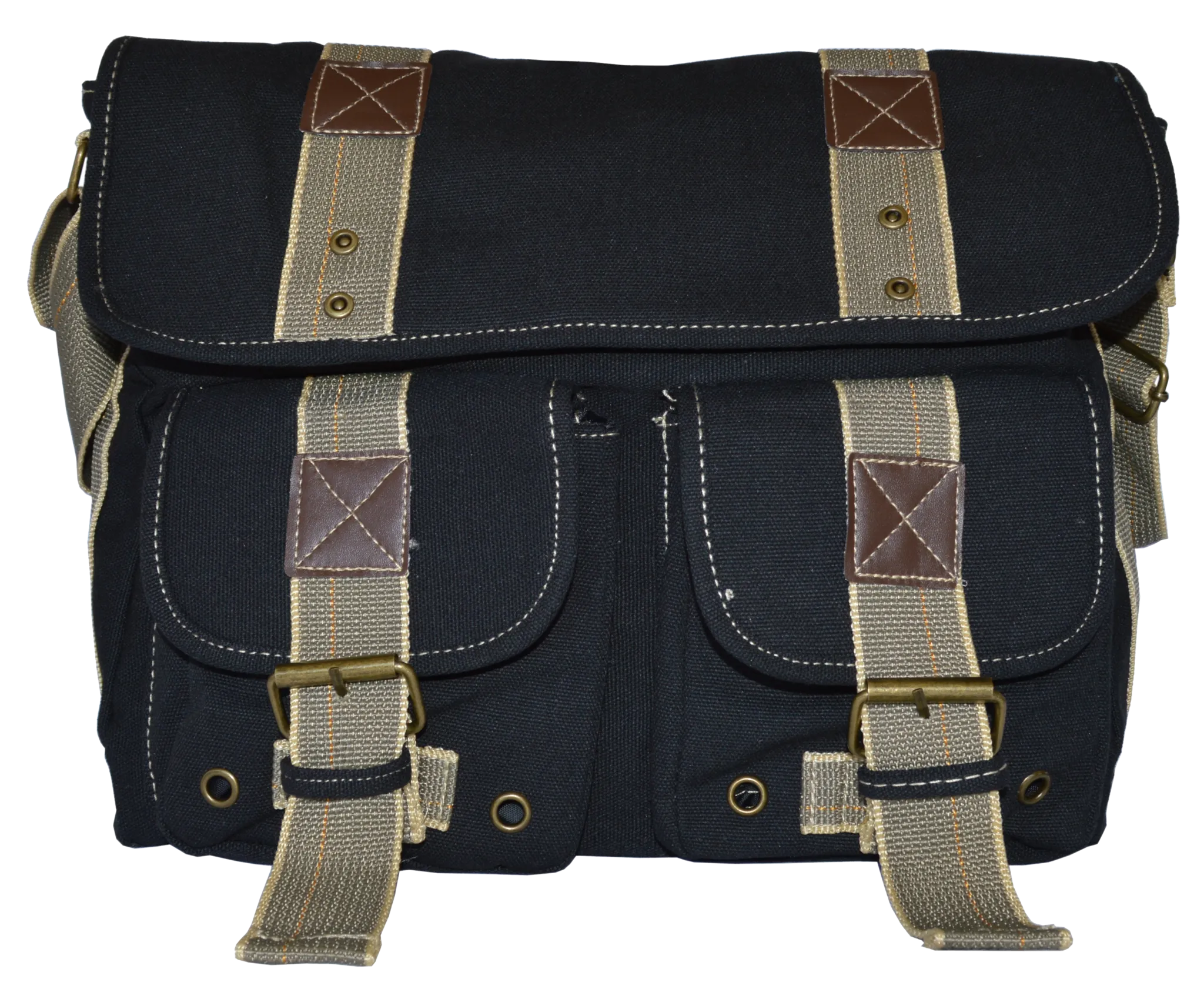Black Classic Canvas Messenger Bag