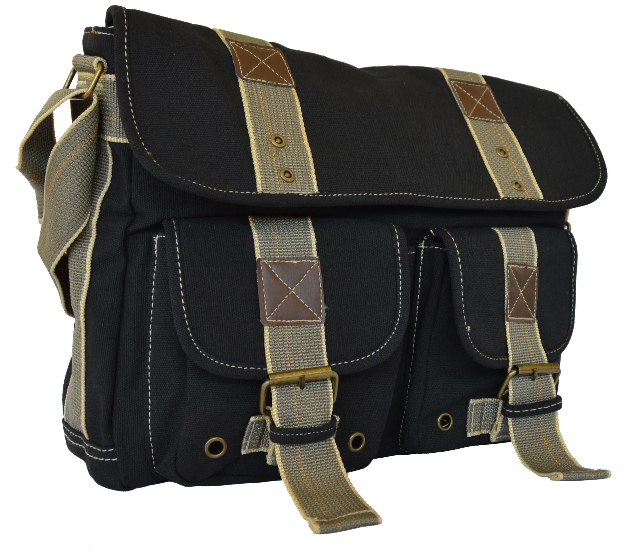 Black Classic Canvas Messenger Bag