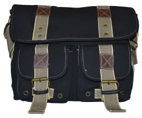 Black Classic Canvas Messenger Bag