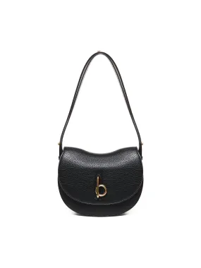Black Embossed Check Saddle Bag