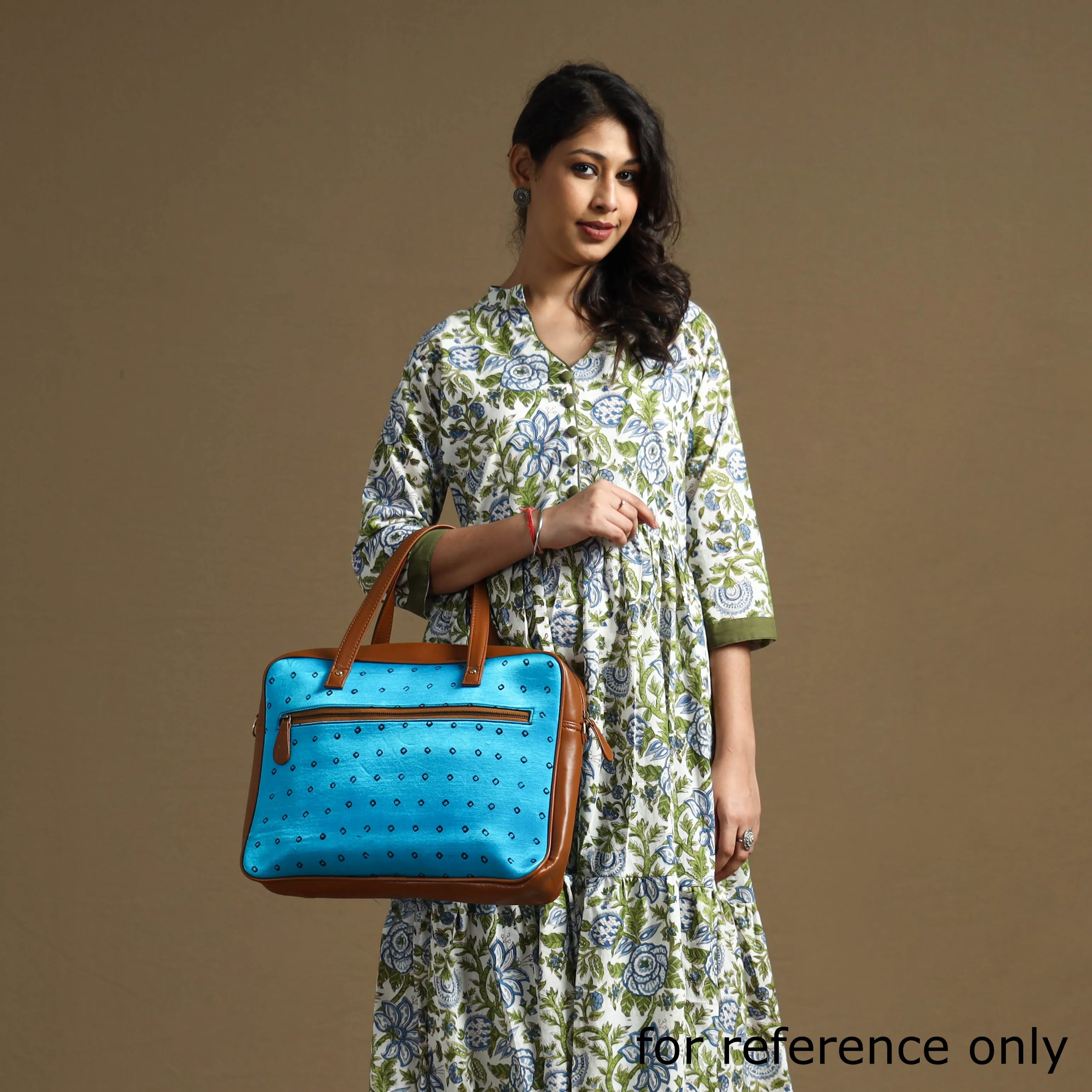 Black - Handcrafted Ajrakh Block Printed Cotton Laptop Bag (15 x 13 in)