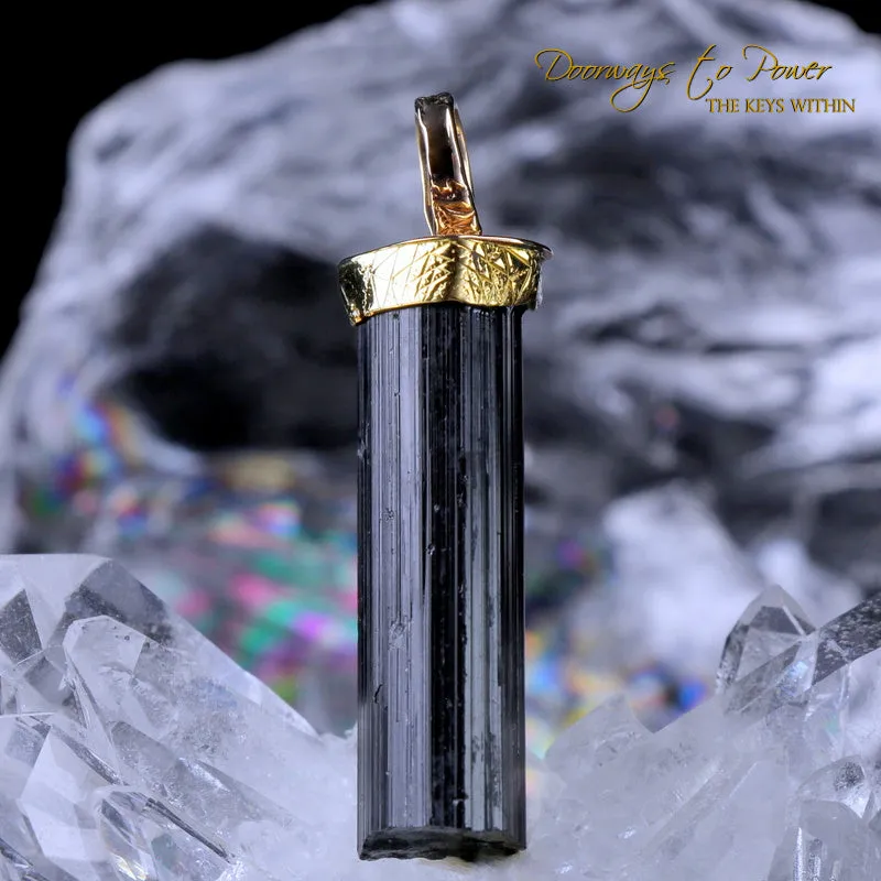 Black Tourmaline Light Language Pendant 22k 'Energetic Armor' RESERVED