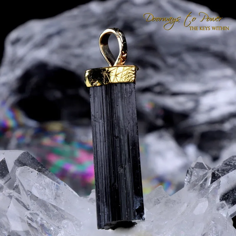 Black Tourmaline Light Language Pendant 22k 'Energetic Armor' RESERVED