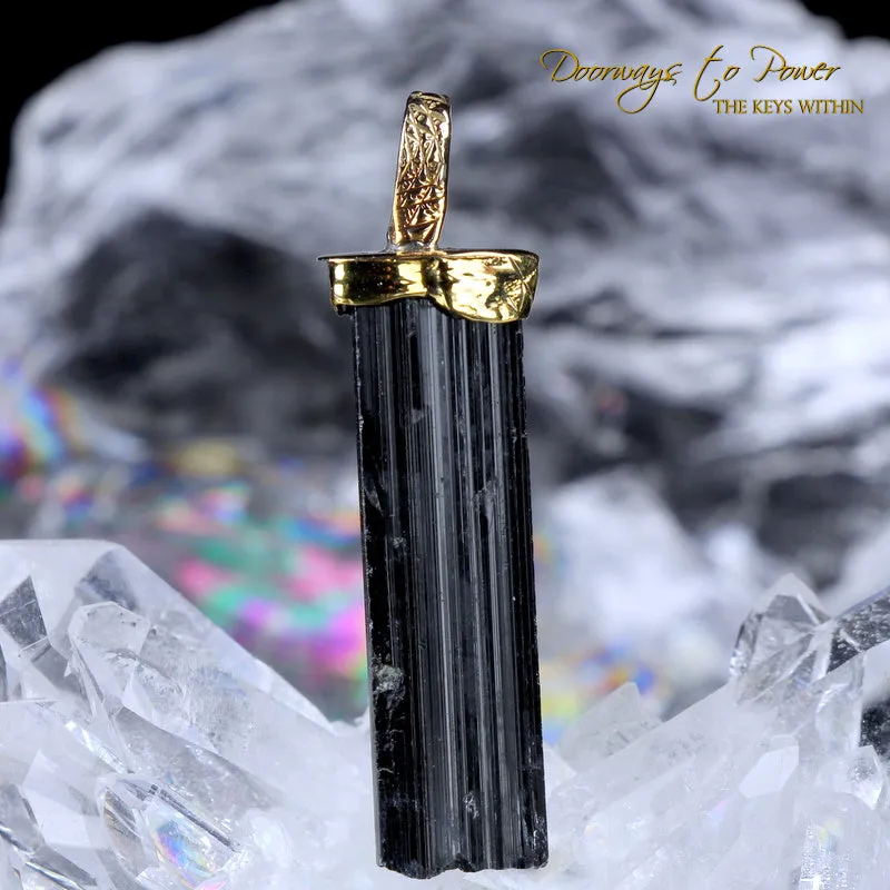 Black Tourmaline Light Language Pendant 22k 'Energetic Armor' RESERVED