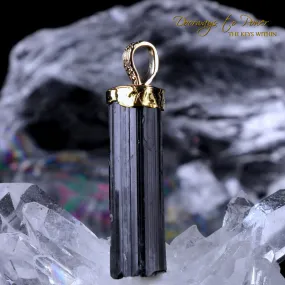 Black Tourmaline Light Language Pendant 22k 'Energetic Armor' RESERVED