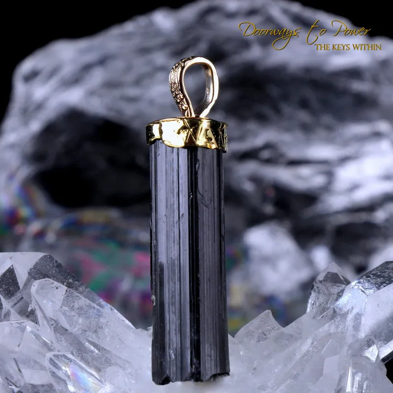 Black Tourmaline Light Language Pendant 22k 'Energetic Armor' RESERVED