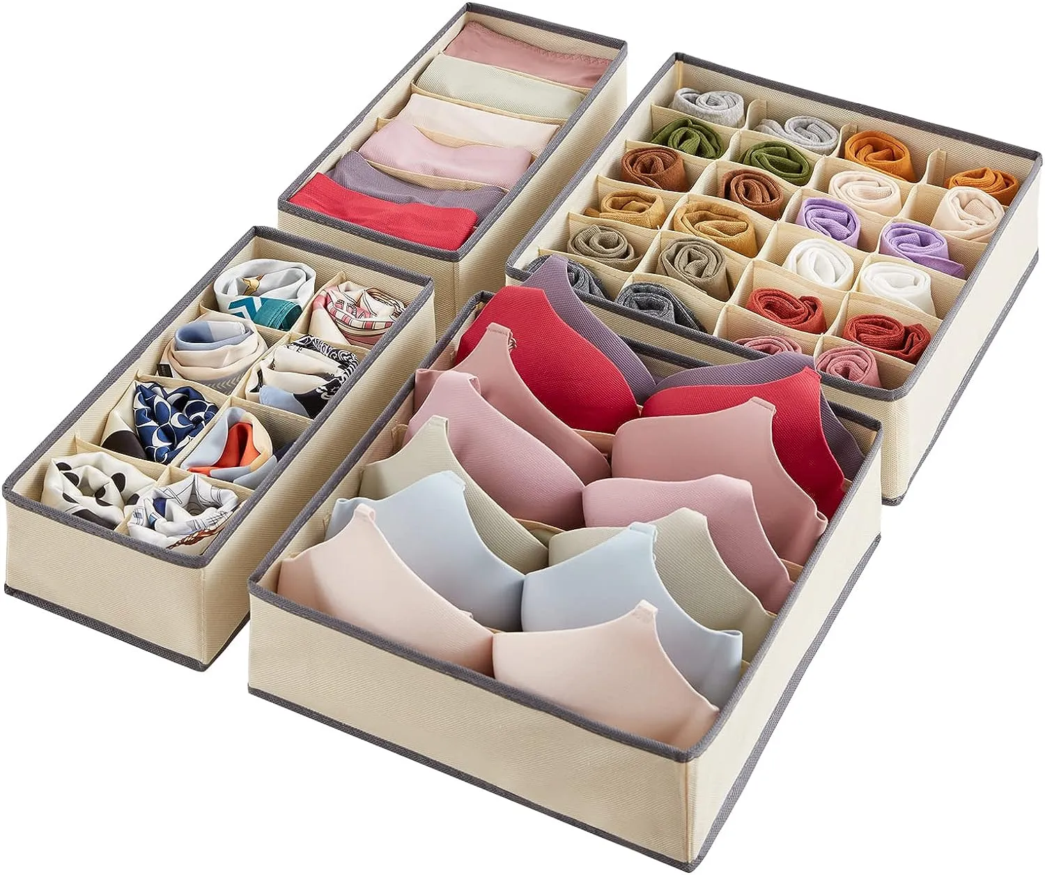 Blushbees® 4-Piece Fabric Drawer Underwear Organizer