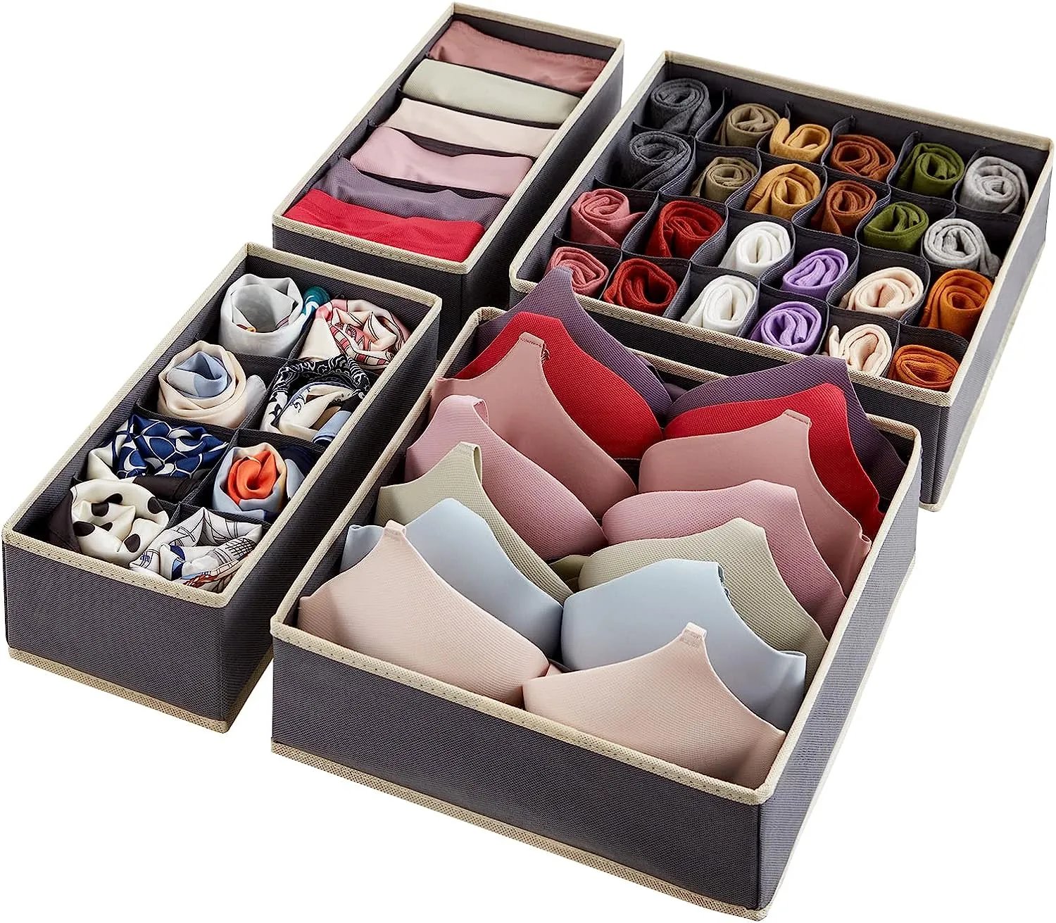 Blushbees® 4-Piece Fabric Drawer Underwear Organizer
