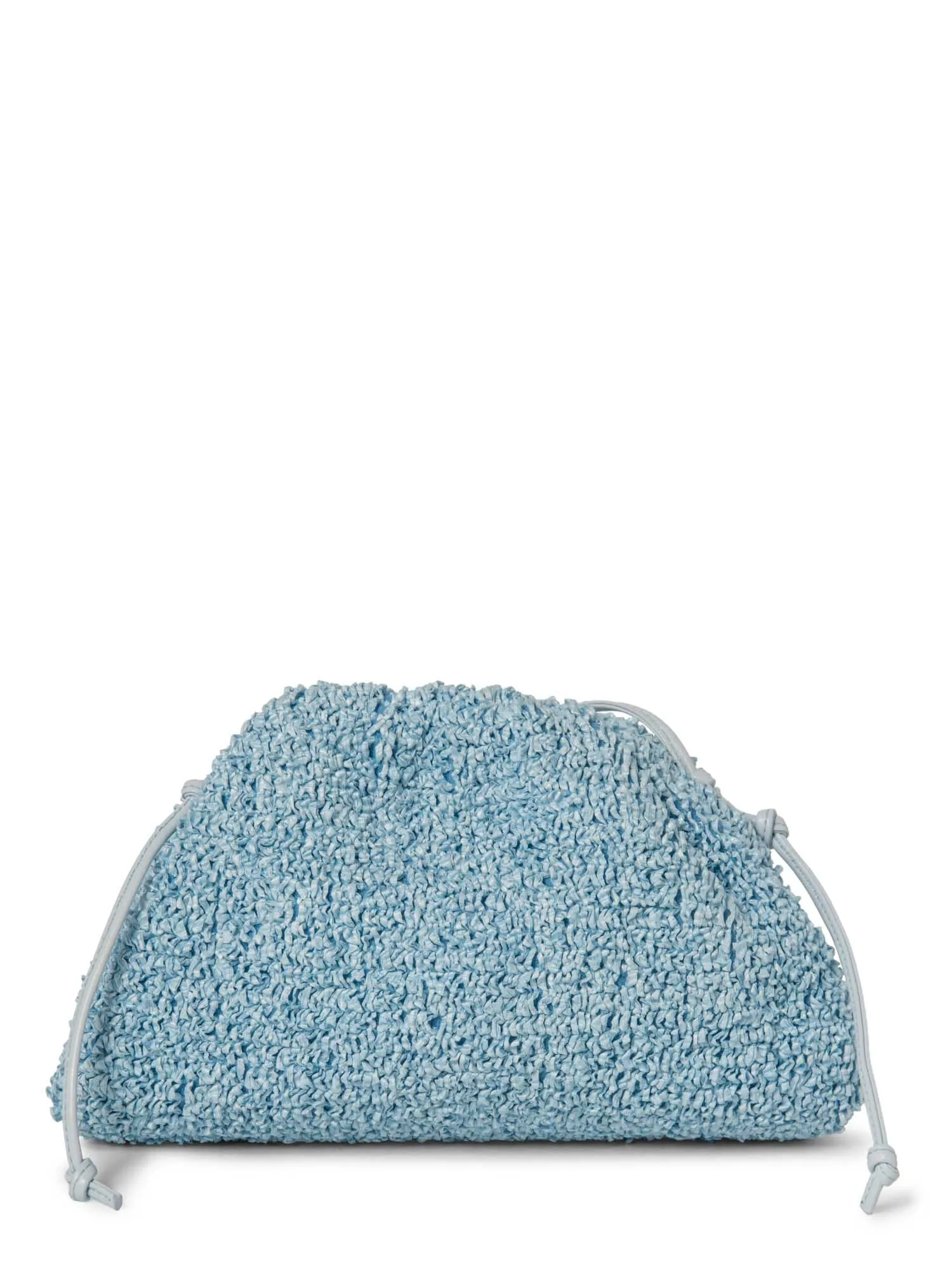 Bottega Veneta Raffia Leather Messenger Bag Blue