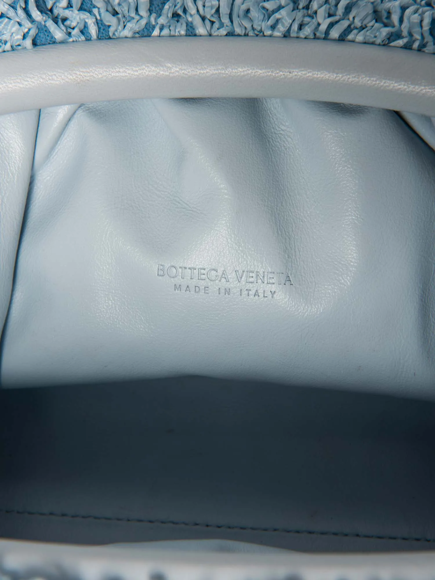 Bottega Veneta Raffia Leather Messenger Bag Blue