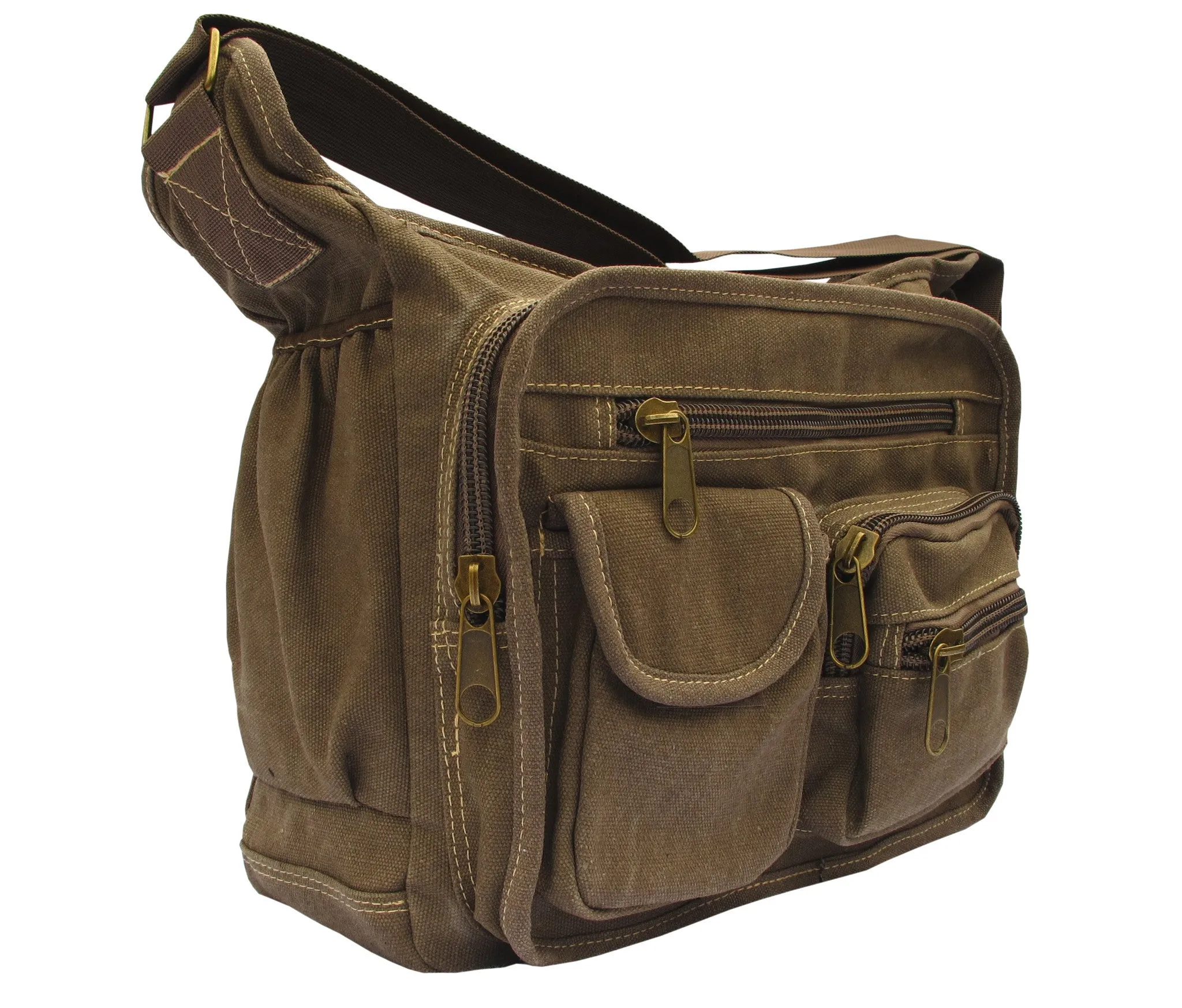 Brown Canvas Travel Shoulder Bag