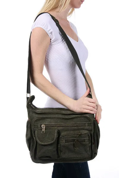 Brown Canvas Travel Shoulder Bag