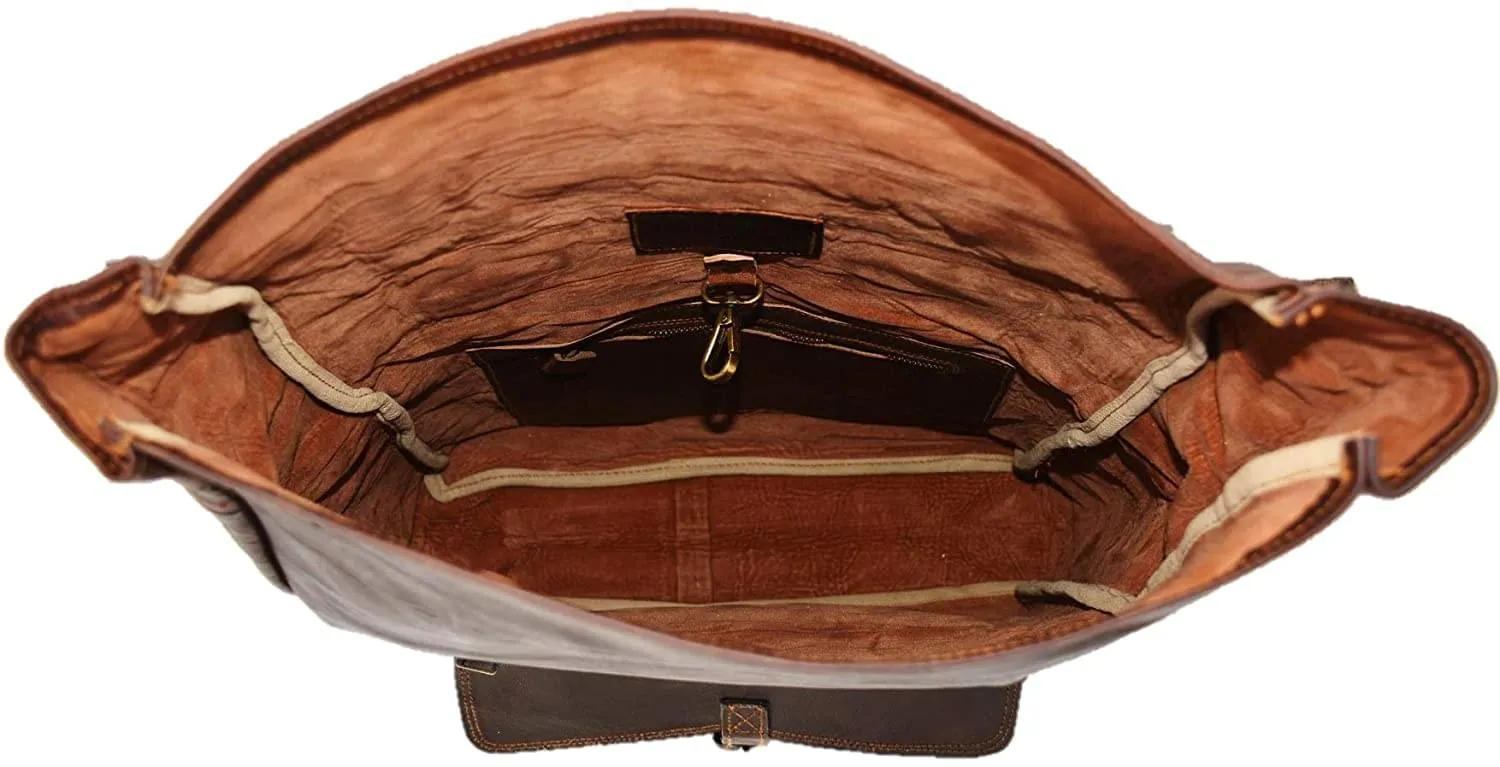 Brown Leather Roll On Backpack