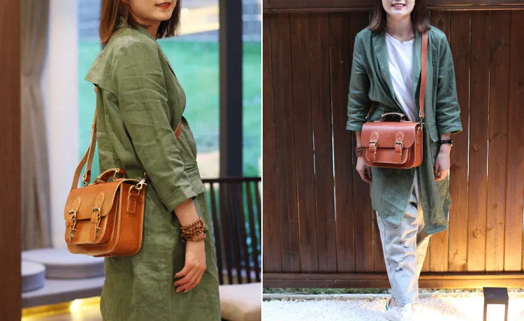 Brown Leather Womens Satchel Bag Handbags Crossbody Bags for Women