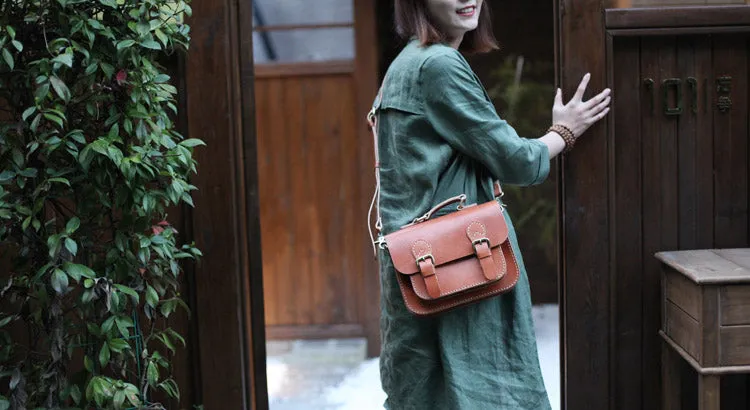 Brown Leather Womens Satchel Bag Handbags Crossbody Bags for Women