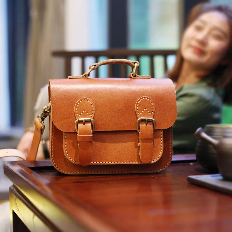 Brown Leather Womens Satchel Bag Handbags Crossbody Bags for Women